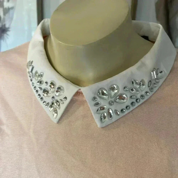Tommy Hilfiger Contrast-Hem Shirt Embellished Collar Sweater in Pink Small - Picture 2 of 7